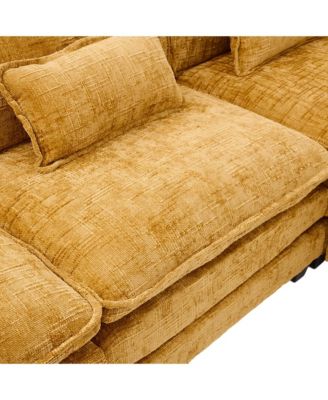 Oversized Sectional Sofa Cloud Couch w/ Ottoman, USB & Phone Holder