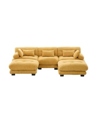 Pelletized Velvet Cloud Couch w/ 2 Ottomans & 3 Seater Sofa
