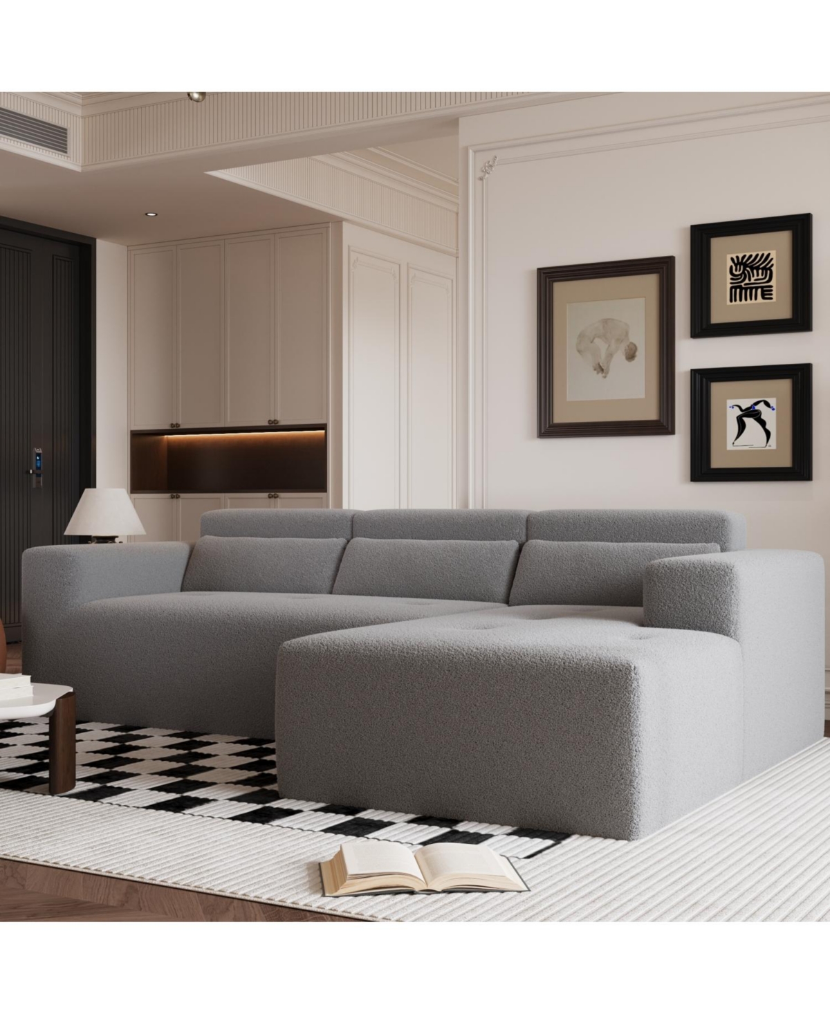 Streamdale Furniture 109" Modern Modular Sectional Sofa, Teddy Fabric, L-Shaped Couch with Chaise