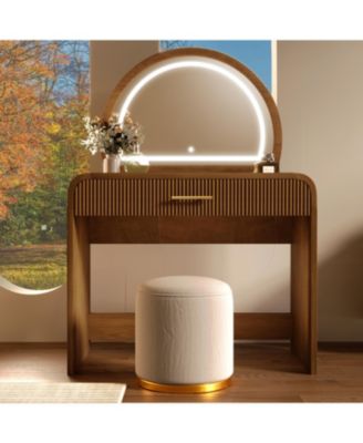 39" Lighted Mirror Vanity Table - Espresso