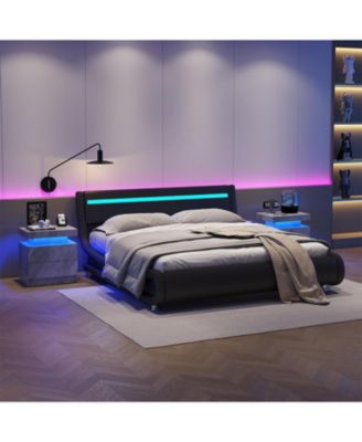 LED Nightstand Bedside Table with 2 Drawers