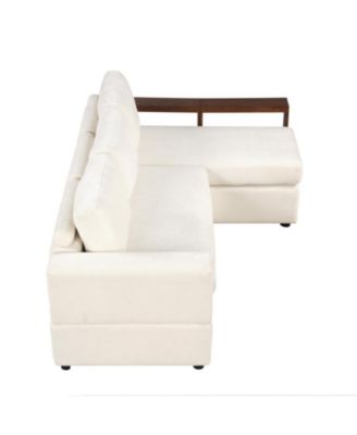 87.4" Sectional Sofa Couch with Reversible Armrests, Beige