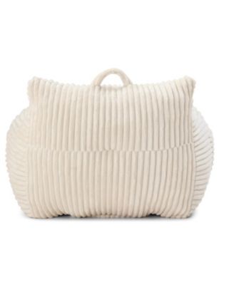  Giant Beige Plush Bean Bag Chair with Footstool