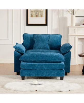  Cloud Sofa Single Seat, Modern Sectional, Chenille, Blue