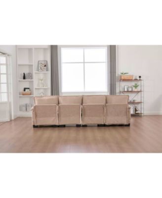 U Shaped Cloud Couch, 110" Chenille Sectional Sofa with Double Chaise