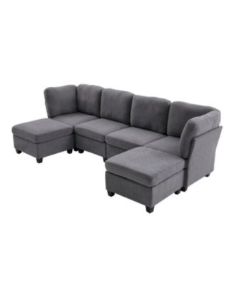 Modular Sectional Sofa- Convertible 6-Seat Couch with Chaise & Ottoman