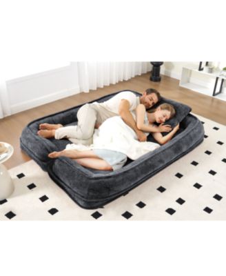 Double Dog Bed Sofa Couch, Extra Large, Adjustable, Chenille, Dark Gray