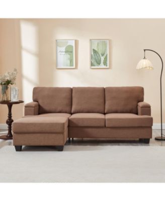 86" L-Shaped Sectional Sofa with Ottoman & Armrest Organizer - Brown