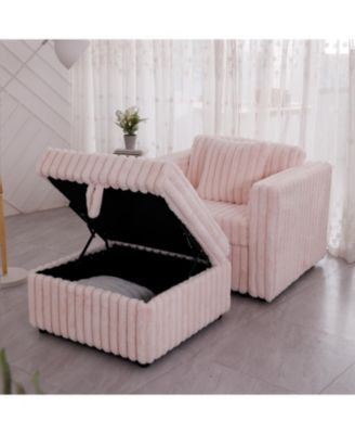 44.9" Pink Modular Sofa & Ottoman Set - Comfy & Stylish