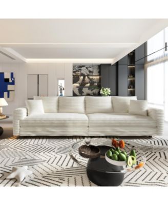  Plush Corduroy 4-Seat Sofa, Modern Comfy Cloud Couch, Deep Seat, Beige