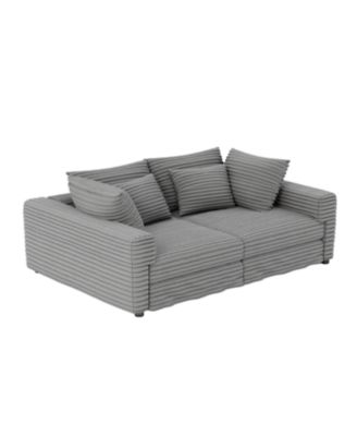 Streamdale Corduroy 4-Seat Sofa, Modern Comfy Cloud Couch with Soft Pillows, Grey