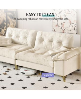 Streamdale Modern 4-Seat Cloud Sofa, Wide Arms, Tufted, Chenille, Beige