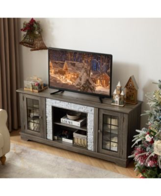 58" Modern Grey TV Stand with 2-Door Storage