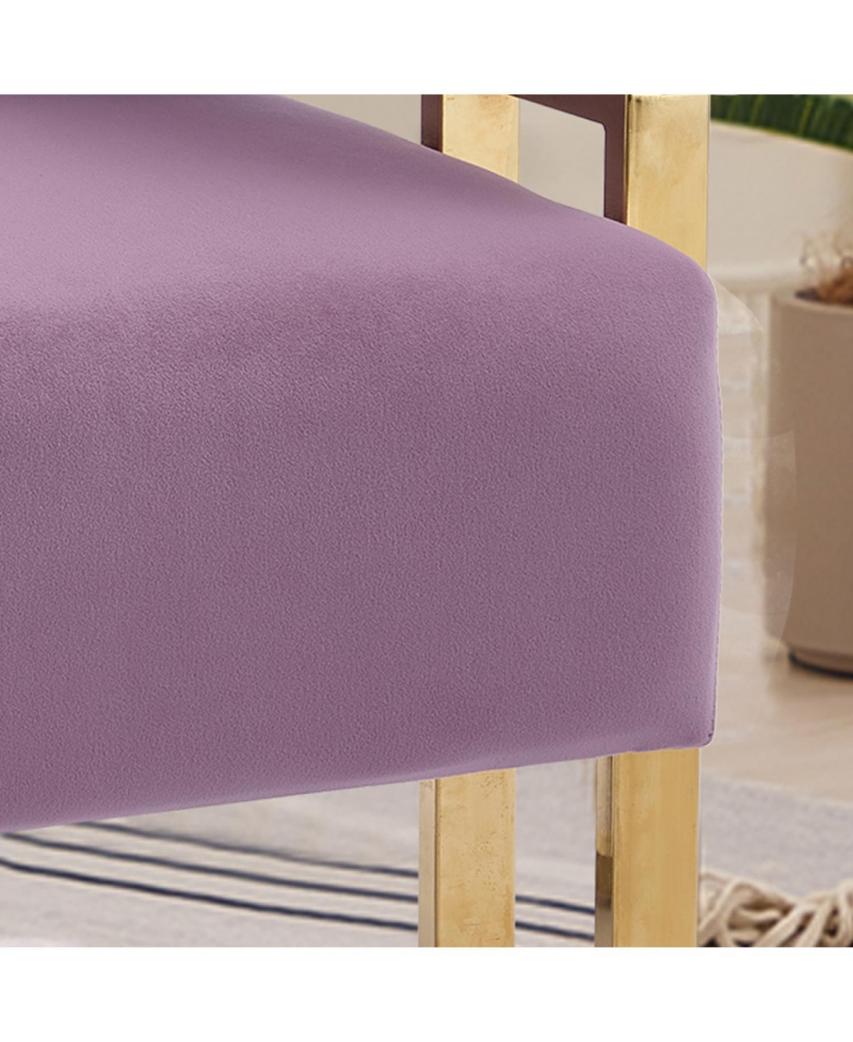 Streamdale Furniture Modern Lilac Teddy Fleece Chair Gold Legs 2PCS