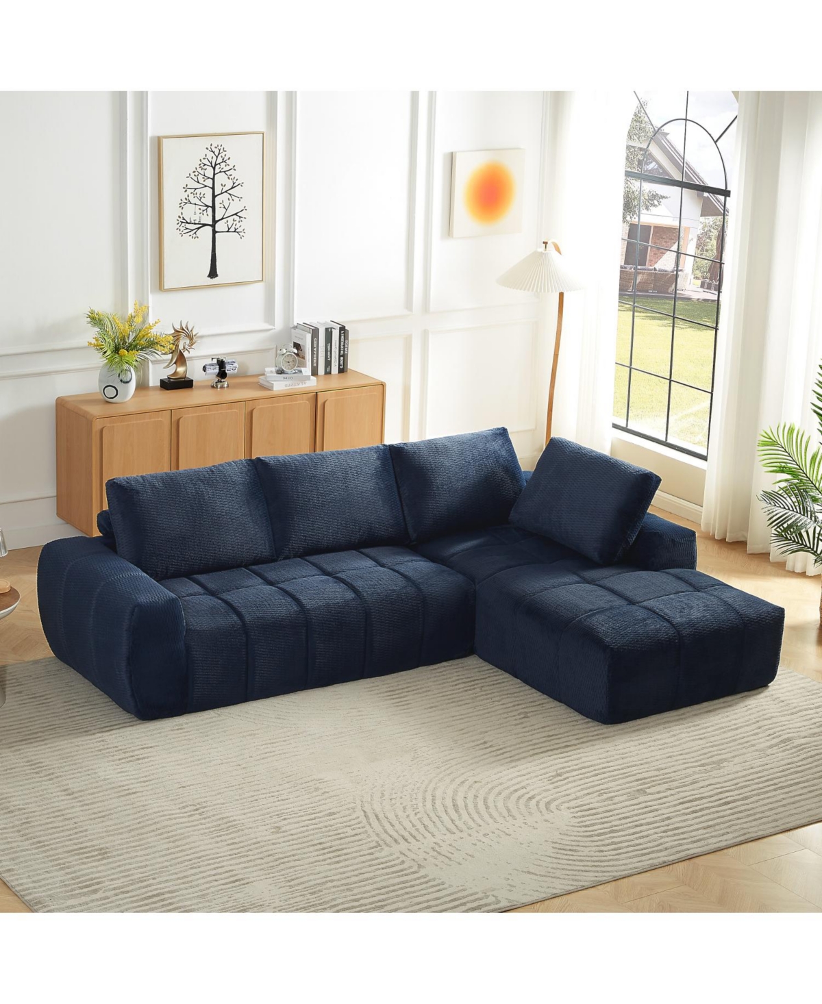 Streamdale Furniture Faux Fur L-Shape Sectional Sofa Sleeper Couch