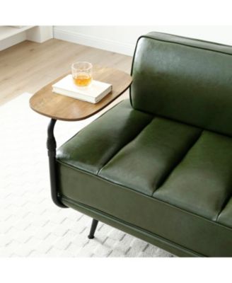  55" Green Faux Leather Bed Bench with Swivel Tray & Metal Legs