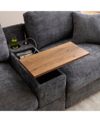  Oversized L-Shaped Sectional Sofa with Drop Down Table & Storage Ottoman