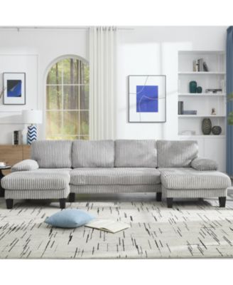 U-Shaped Sofa with Double Chaise, Oversized 4-Seat Couch
