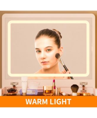 3-in-1 Vanity Desk with Mirror, Glass Top, Drawers & Stool