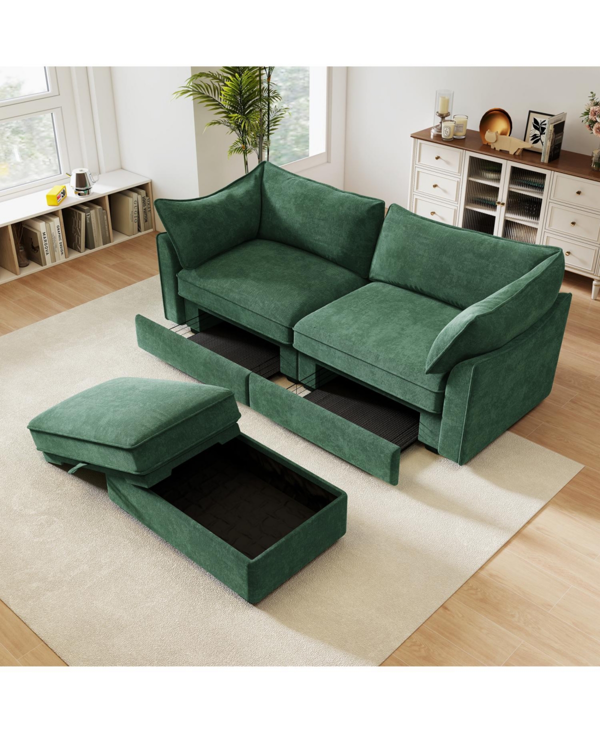 Streamdale Furniture 2-Seat Sofa with Ottoman & Storage