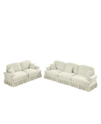 Modular Sofa Set- Flared Arms, Removable Skirts, Spindle Legs