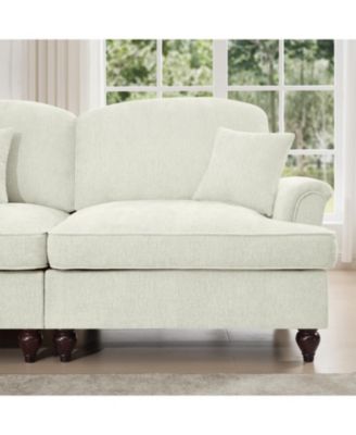 Chenille Sectional Sofa with Ottoman & Ruffles