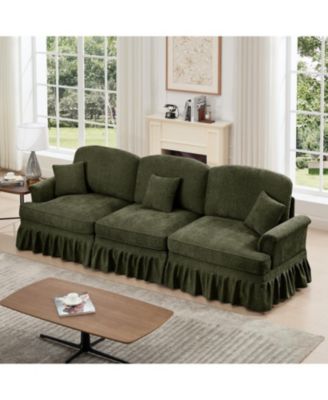 Mid Century Green Chenille 3-Seater Sofa