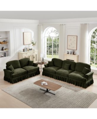 Streamdale Green Modular Sofa Set with Flared Arms & Removable Skirts