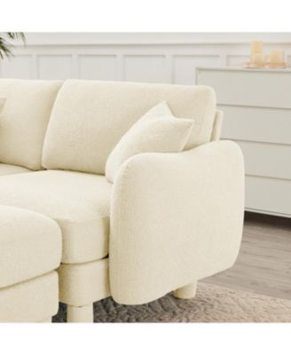 + 4-Seater + Boucle Fabric + Shell Armrests & Fabric-Wrapped Legs + Sofa