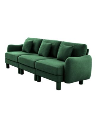 Green Boucle 3-Seater Sofa with Shell Armrests