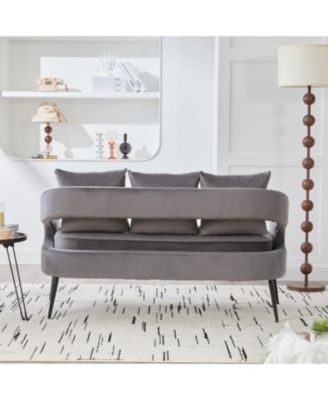 Velvet Loveseat Settee with Pillows - Small Sofa for Small Spaces