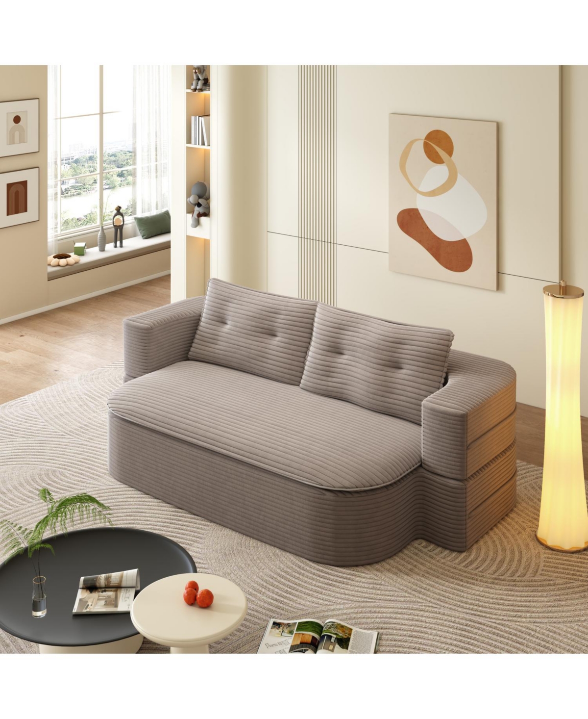 Streamdale Furniture 78.7" Modern Foldable Sofa Bed with Blanket & Pillows