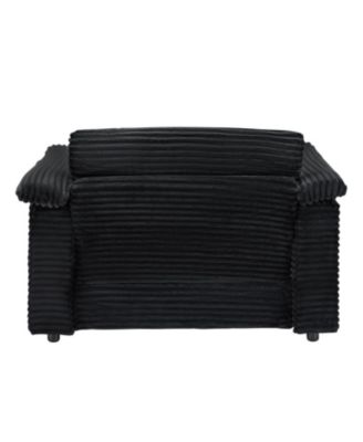 Streamdale Corduroy Armchair Set w/ USB & Storage - Black