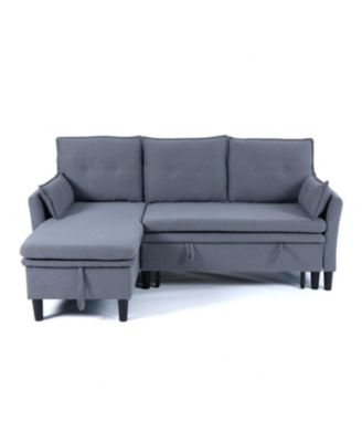 L-Shaped Reversible Sectional Sofa w/ Storage - Dark Grey