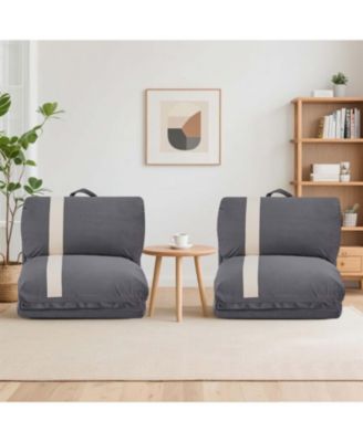 Corduroy Adjustable Floor Sofa Bed Set - Foldable, Space-Saving