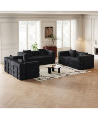 Corduroy Folding Sofa Bed with Storage & Cushions