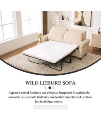 Sleeper Sofa Bed, Pull Out Couch, 2-Seater Linen Convertible Sofa