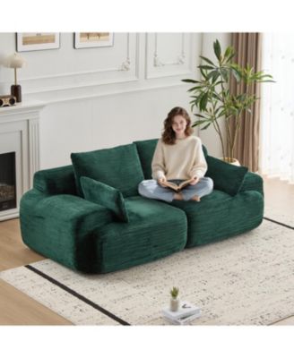Modern Memory Foam Corduroy Sectional Sofa - Green