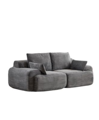 Modern Memory Foam 2-Seater Corduroy Sectional Sofa - Grey
