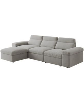 Modular Down & Linen Sofa with Adjustable Back & Storage