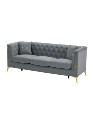 Streamdale Cream Velvet Tufted Sofa Set - Modern Comfort & Style