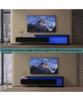 Streamdale TV Console with Storage Extendable LED TV Stand Modern Entertainment Center Black