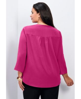 Women's Hailey Zip Front Pintuck Blouse