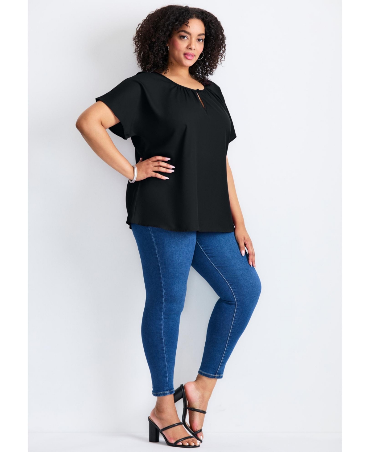 Avenue Women's Keyhole Dolman Sleeve Blouse