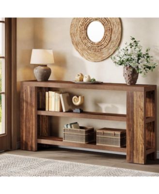 70.9-Inch Extra Long Console Table with Storage, Narrow Wooden Sofa Table Behind The Couch, Farmhouse 3-Tier Entry Foyer Table