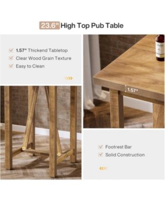 Bar Table, 39.4" Tall Counter Height Pub Table for Cocktail Coffee Bistro, Farmhouse Square High Top Desk