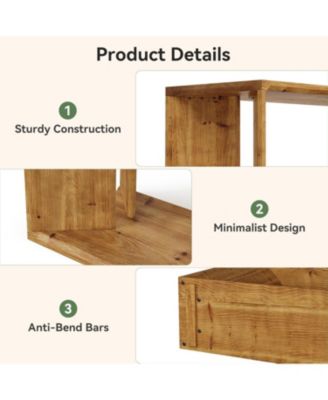 2-Tier Solid Wood Console Table for Living Room, 55" Farmhouse Entryway Table