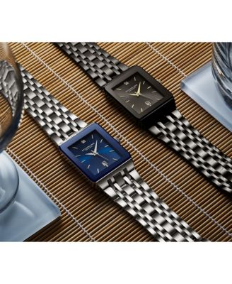 4084 Modern Rectangular Bracelet Watch – Sunray Dial, Date Display, Slim Stainless Design