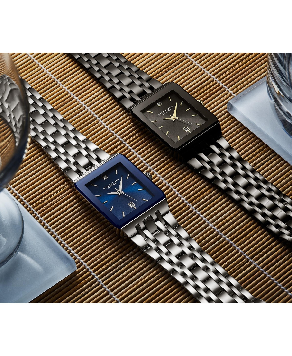 Часы Stuhrling 4084 прямоугольные на браслете с датой — фото 6