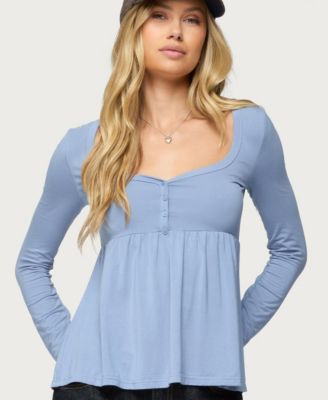 Womens Lilla Henley Babydoll Top